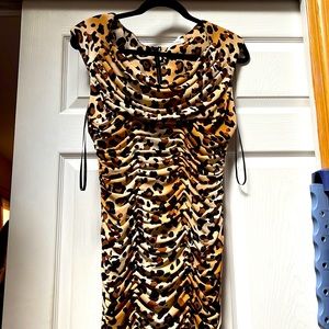 Cheetah print Calvin Klein dress. Scrunch detail in the front